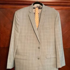 JOSEPH ABBOUD WOOL SIZE 46L GRAY PLAID 3-PIECE SUIT